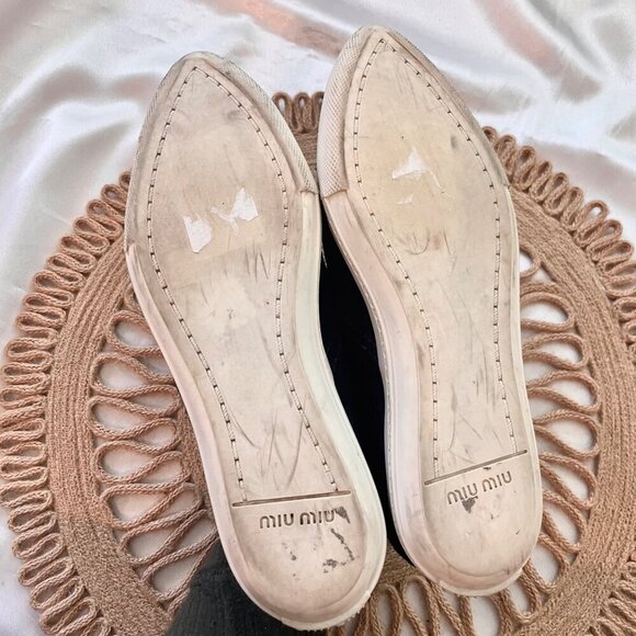 Miu Miu Black Suede Metal Cap Toe Slip On Sneakers Size 36 - Picture 8 of 10